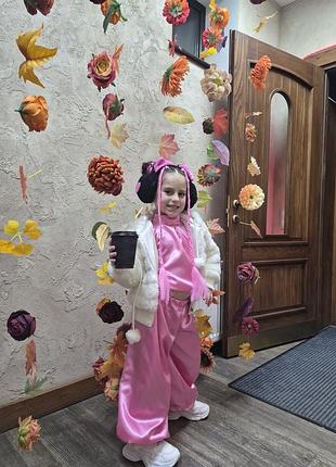 Дитячий атласний костюм рожевий ,шиємо на замовлення