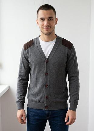 Чоловічий кардиган burton menswear london з латками, розмір s (кофта на ґудзиках)
