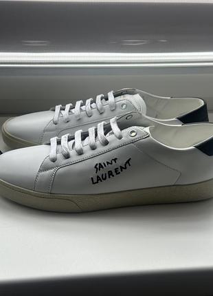 Кеди saint laurent низькі білі шкіряні 28 см устілка оригінал є запасні шнурки є пильники