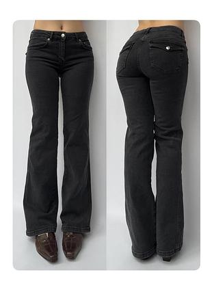 157 джинсы 36 s черные средняя талия посадка клеш flared bootcut vintage винтаж 2000s 90s ретро y2k