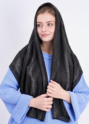 Гарний жіночий чорний шарф блискучий переливається