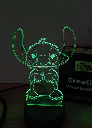 3d светильник ночник стэчь с пультом и rgb подсветкой (уценка) работает от usb и батареек