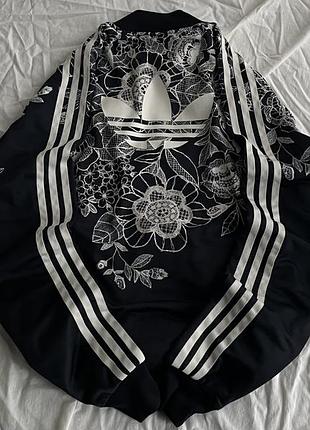 Adidas lace floral print big logo trefoil track top / track jacket