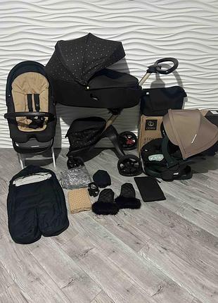 3 в 1 універсальна stokke xplory x signature gold чорна золота аксесуари