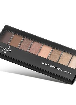 Тіні для повік careline pro color on eyes warm brown палетка