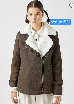Женская куртка из ткани,каше" и искусственного меха коричневого коляра от koton