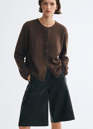Кардиган жіночий zara вовняний коричневий на ґудзиках