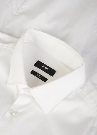 Сорочка чоловіча boss біла slim fit stretch