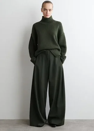 Штани жіночі cos relaxed wool-blend wide-leg trousers / 32