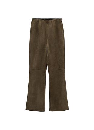 Расклешенные леггинсы из искусственной замши цвета хаки (оливковый )zara