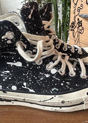 Кеди converse chuck 70 високі чорні з принтом бризки фарби 25,5 см планомірні