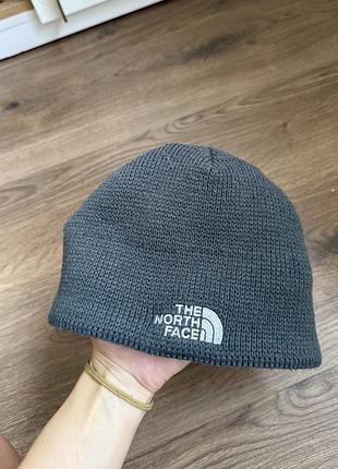 Тепла шапка the north face чоловіча сіра з флісом