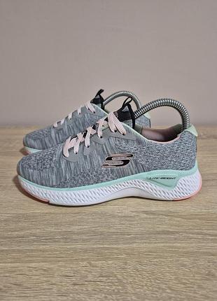 Кросівки дитячі skechers сірі з м'ятним відтінком.