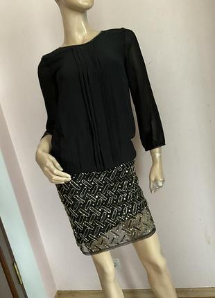 Черное коктейльное платье / xs / brend benetton