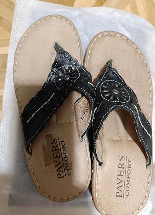 Шльопанці жіночі pavers comfort чорні шкіряні 38 розмір