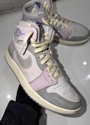 Кросівки nike air jordan 1 high zoom air cmft 2 сіро-бузкові, довжина устілки 24,5 см