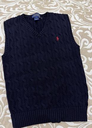 Жилетка polo ralph lauren темно-синя в’язана