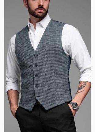 Желетка мужская костюм в клетку гусиная лапка topman m