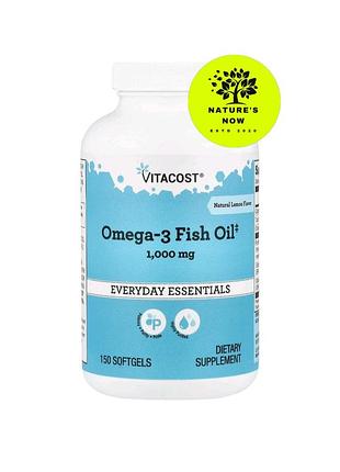 Vitacost рыбий жир, омега 3 с натуральным лимонным вкусом - 180 капсул, сша