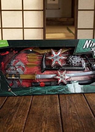 Игровой набор оружия ниндзя (ninja) с катаной, луком и сюрикенами / подарочный набор ниндзя abc