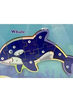 Деревянный пазл-вкладыш "whale" md 1924-1, 9 элементов