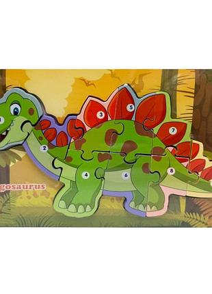 Дерев'яний пазл-вкладиш "stegosaurus" md 1924-3, 9 елементів