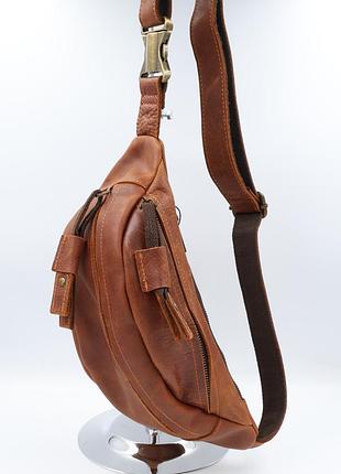 Сумка мужская натуральная кожа leather 10112 red brown