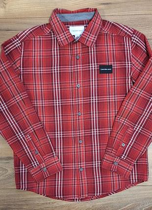 Сорочка дитяча calvin klein jeans у червону клітинку 146-152