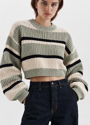 Свитер shein s, m, 36 р, укороченный, вязаный, крупная вязка, свободный широкий оверсайз, оливковый мятный идеальное состояние, короткий джемпер кофта