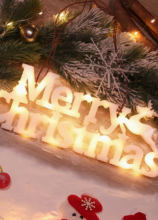 Новорічна led гірлянда-підвіска «merry christmas» з оленем