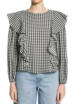 Блуза жіноча marc o’polo denim у клітинку з воланами, розмір s