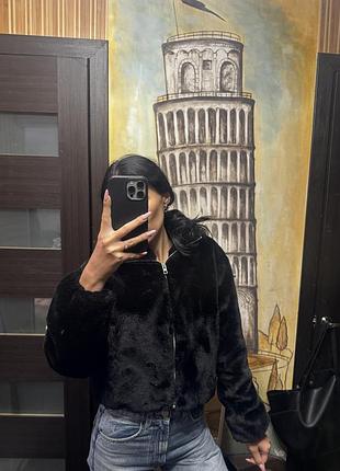 Чорна шуба pull&bear 🩷 xs розмір 3