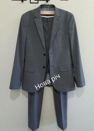 Новый мужской костюм-двойка h&amp;m серого цвета, р. s (наш 44)