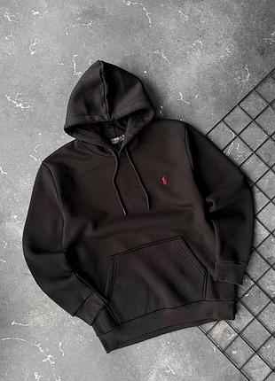Мужская теплая худи на флисе polo ralph lauren black