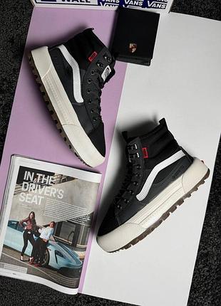 ❄️жіночі кросівки vans sk8-hi mte-3 fur w grey black white