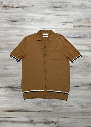 Вязаное поло кардиган на пуговицах autograph cotton modal knit polo shirt, l, оригинал