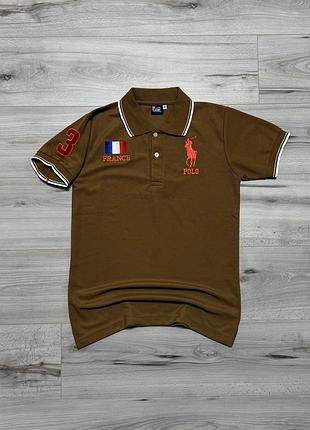 Бежевая футболка поло поло ральф лорен polo ralph lauren  стриж big pony polo shirt, размер факт s
