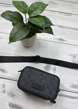 Сумка coach чорна шкіряна маленька через плече