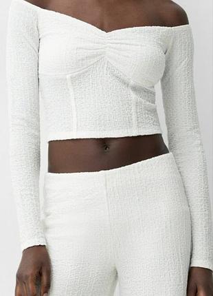 Стильный кроп топ кофточка жатка от bershka