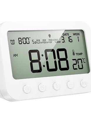 Термогігрометр hoco hx44 indoor digital alarm clock with thermometer white
