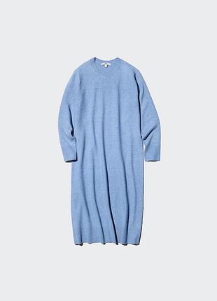 Сукня uniqlo soufflé yarn dress 478730, xl, блакитний меланж, нова з бірками