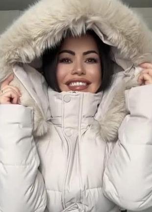 Жіноча зимова куртка oysho primaloft бежева розмір l