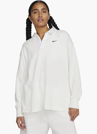 Новейший женский оверсайз лонгслив поло найк nike sportswear long sleeve polo shirt, l, оригинал