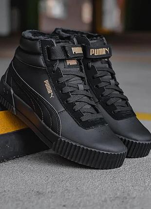 Утепленные хайтопы, сникерсы, высокие кроссовки puma carina 2.0 mid winter, 100% оригинал