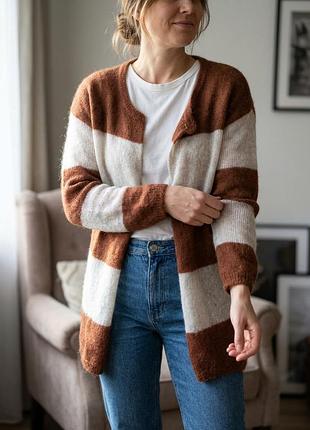 Смугастий кардиган american vintage з мохером та мериносом