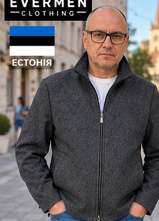 Стильная мужская демисезонная куртка-жакет - темно-графитового цвета от evermen clothing - идеальный выбор для весны и осени.