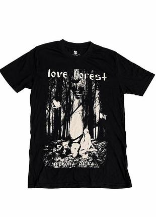 Чорна футболка унісекс журба love forest