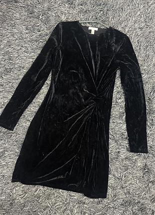 Елегантна чорна оксамитова сукня h&m