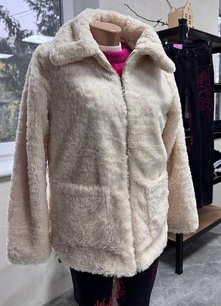 Куртка из искусственного меха new look молочного цвета, размер s (арт.02878)