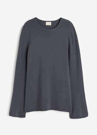 Жіночий светр із кашеміру та вовни з широкими рукавами сірий h&m
